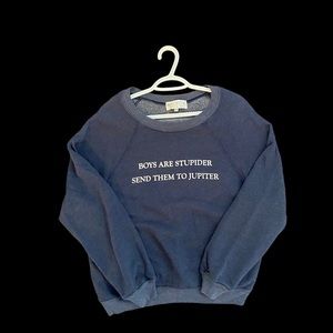 Wildfox “Boys Are Stupider” Blue Crewneck Sweatshirt - Size S